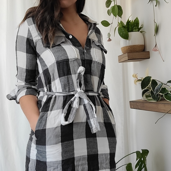Cute flannel tunic dress, black and white - Picture 2 of 6